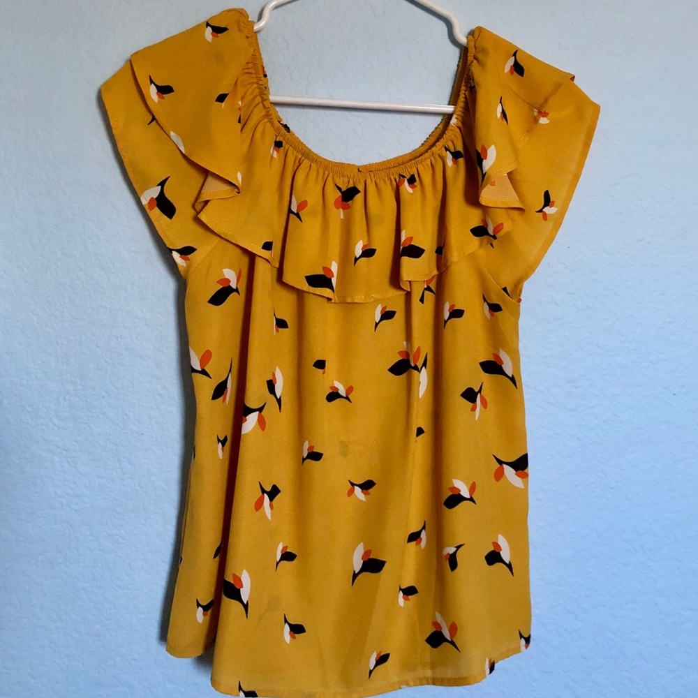 Off the shoulder yellow top